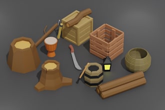 create simple 3d low poly props for your game or project