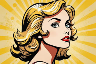 draw a retro pop art roy lichtenstein style