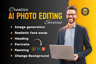 ai image generation, realistic face swap, portrait, add background and resizing
