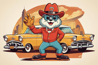 create retro vintage mascot cartoon illustration