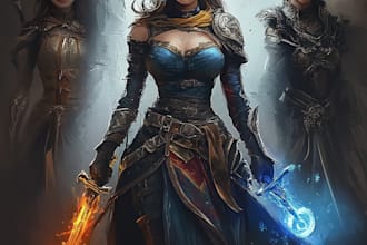 create dnd fantasy scifi illustration