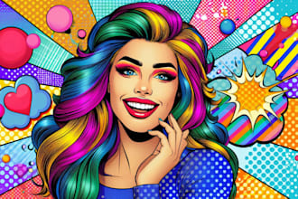 draw comic pop art style illustration