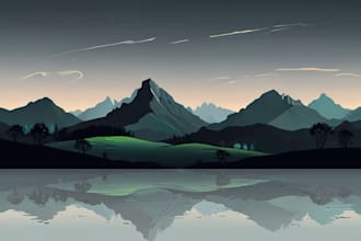 draw abstract minimalistic vector landscape