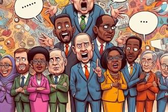 do a political caricature and cartoon art