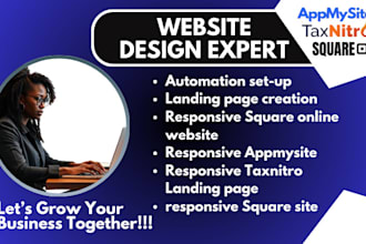 square online store square site website design appmysite taxnitro landing page