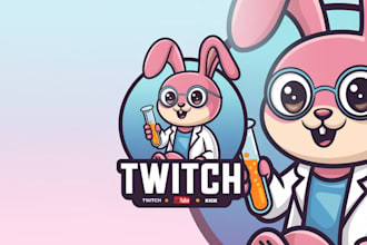 design logo with a cute animal mascot in anime style