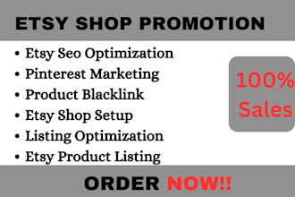 setup etsy shop product listing etsy promotion seo marketing for sales boost