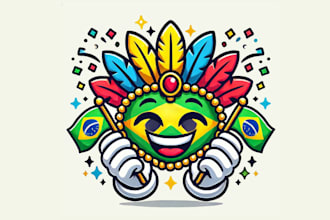 design a vibrant mask brazilian carnival mascot logo