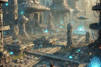 do concept art illustration and science fiction city