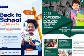 create a unique summer back 2 school flyer, collage and educational poster