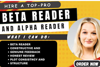 beta read your sci fiction mystery, thriller, historical fiction for your novel