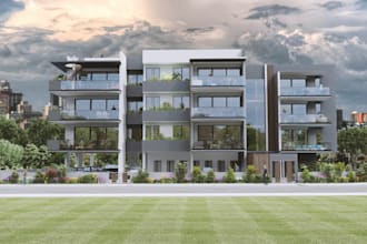 design room to office,gym,spa,cafe,restaurant 8k rendering,exterior walkthrough