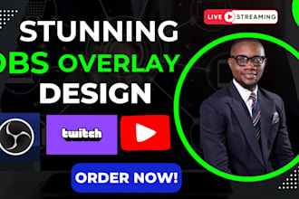 design custom obs, streamlabs streamyard overlays for twitch, youtube and kick