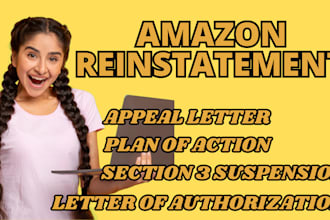 write an appeal letter and poa for suspended amazon account
