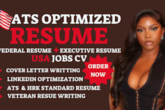 write professional federal resume executive resume cover letter for USA jobs