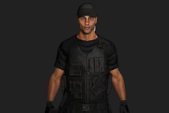 import aaa character, daz model, gmod model, ue5 rig, armor texture, cc4, unity