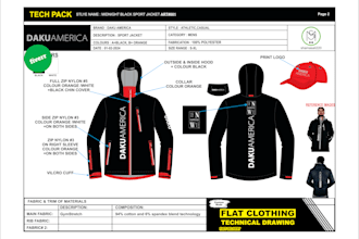 design fashion, apparel clothing tech packs and flat sketch