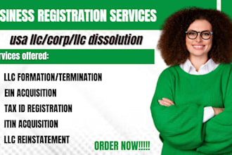register US llc obtain ein close ein itin tax id registration dissolve llc