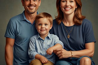 draw a beautiful professional family portrait drawing