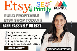 setup etsy shop print on demand design digital planner products listing SEO rank