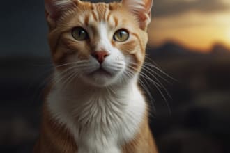create realistic digital pet portrait dog, cat, horse