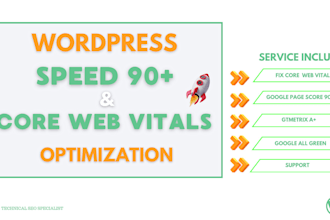 wordpress 90 speed google scores and core web vitals optimization