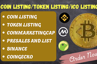 list your coin, token, ico, on coinmarketcap, coingecko,