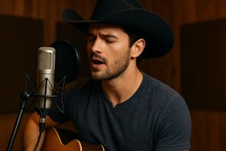 record acoustic guitar, piano for your country pop, rock song as a male singer