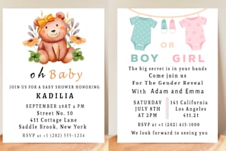 design a baby shower invitation , gender reveal invitation