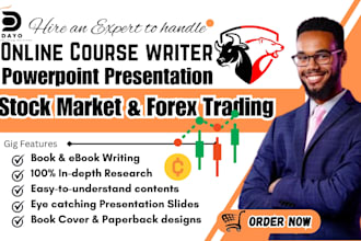 write detailed forex trading, stock market online course ebook and presentation
