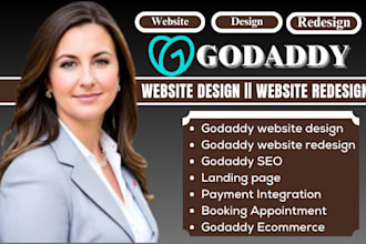 design or redesign godaddy website develop godaddy, business website godaddy ssl