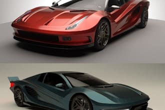 render3d interior, exterior car, model concepts car, automotive car, bumper car