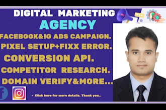 run facebook,instagram ads campagin,pixel setup, conversion API