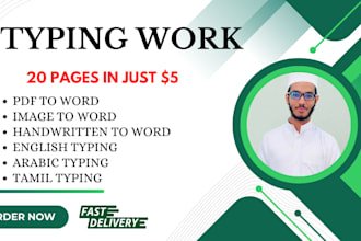 do english, tamil, arabic typing, data entry, PDF to word and graphic design