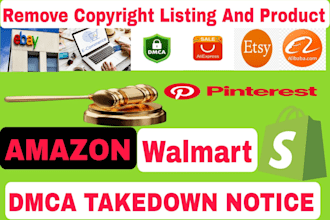 remove copyright infringing product and listing from amazon,shopify, under dmca