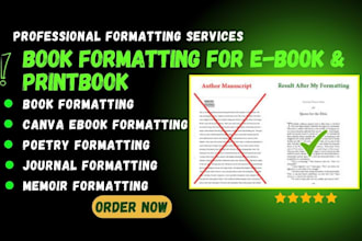 format your memoir, poetry book, christian ebook, KDP journal, and book cover
