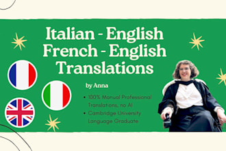professionally translate italian and french to english
