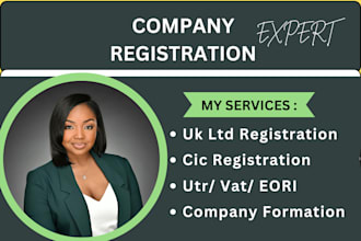 do uk ltd or cic registration, llp, cio, handle utr, vat, and eori applications