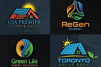 do unique solar panel, electrical, power, energy solar logo design
