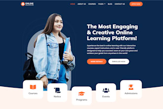 build an academy, institute, education, and elearning website