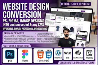 convert PSD, figma, PDF, image designs to HTML, wordpress