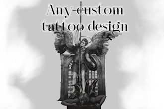 create detailed black and white custom tattoo designs