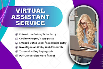 be your virtual assistant for data entry, entrada de datos, and more