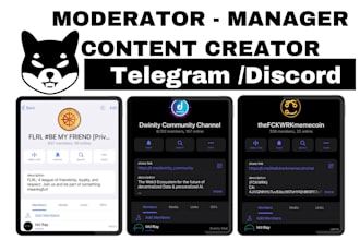 be your social media manager, telegram community manager, discord moderator