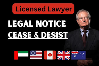 draft your cease and desist , legal letters as US lawyer