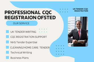 assist with cqc registration and bid for nhs healthcare tender business plans