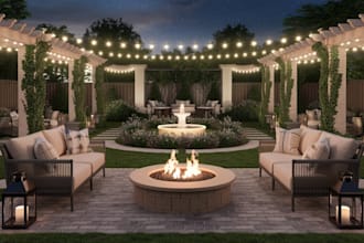 do a captivating garden backyard landscape design as a landscape architect
