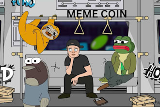 design 2d meme coin art, crypto logo, telegram stickers