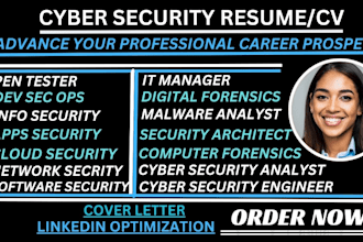 write cybersecurity resume , network, information, cloud security engineering cv