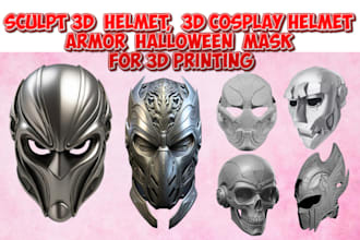 sculpt 3d helmet helmet 3d cosplay helmet armor halloween mask for 3d printing